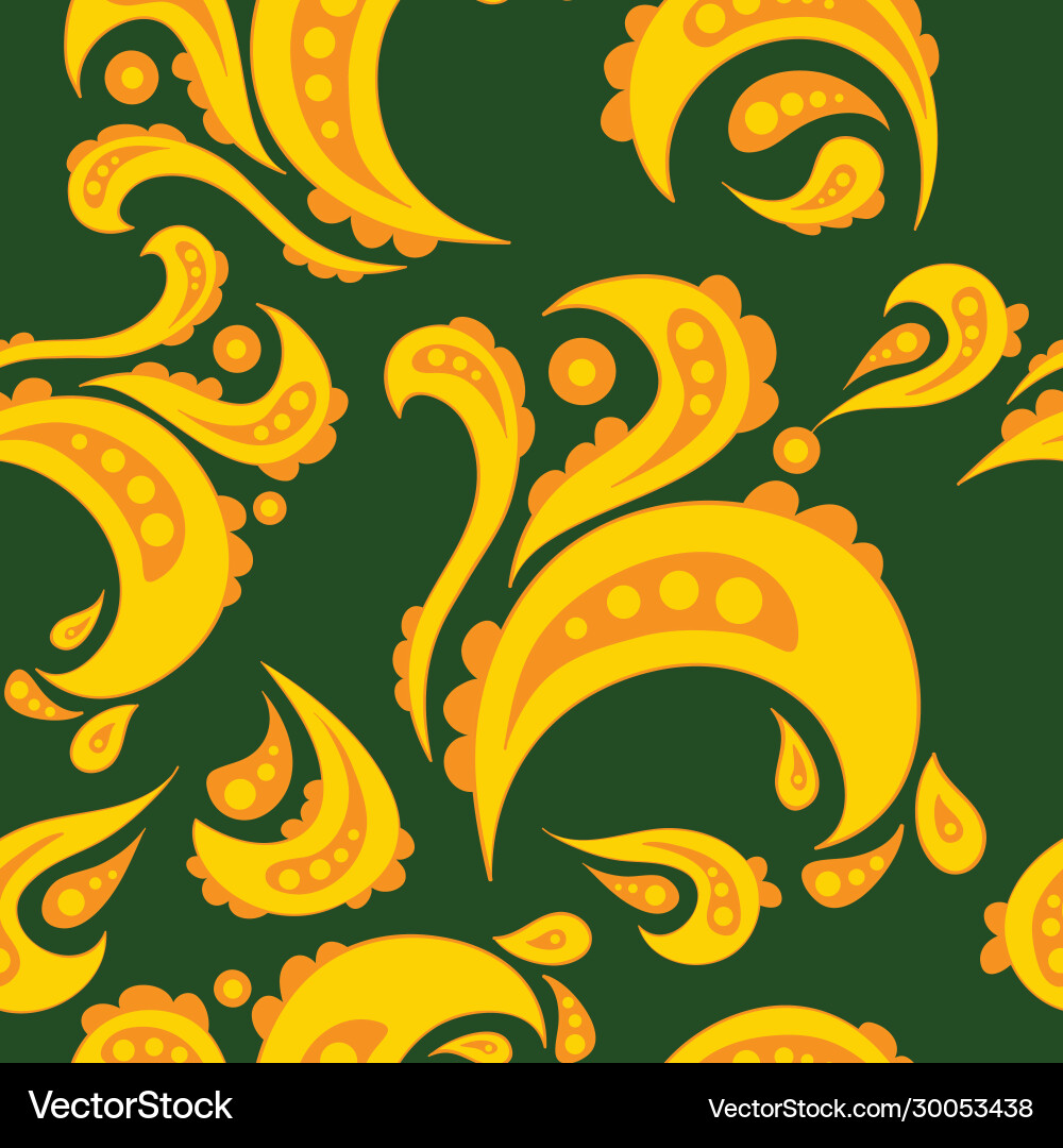 Green color pattern with golden patterns ornate Vector Image