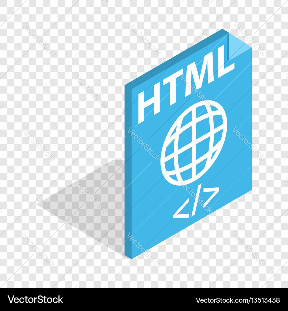 Html file extension isometric icon Html file extension isometric icon vector image