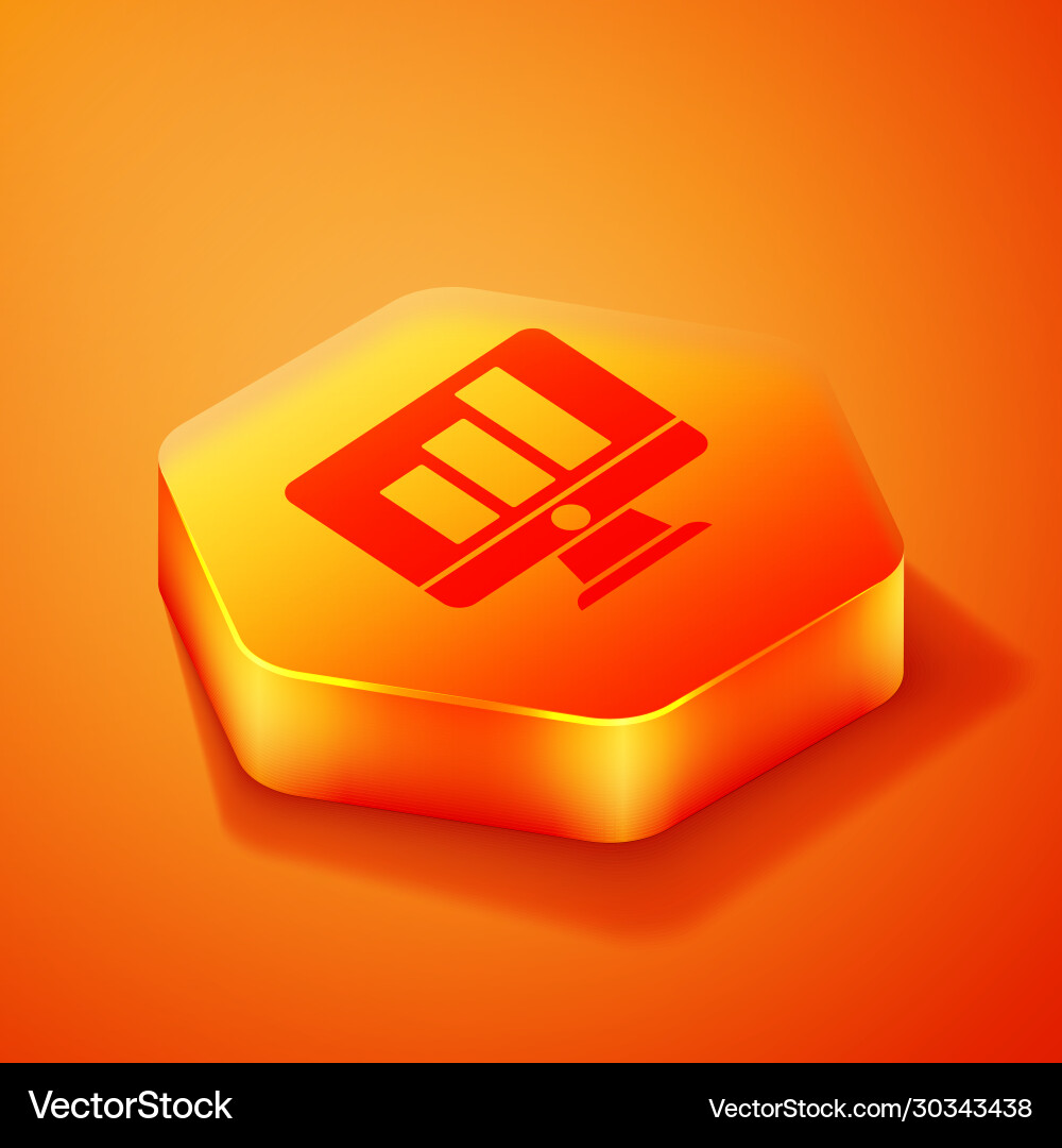 Isometric computer monitor with graph chart icon Isometric computer monitor with graph chart icon vector image
