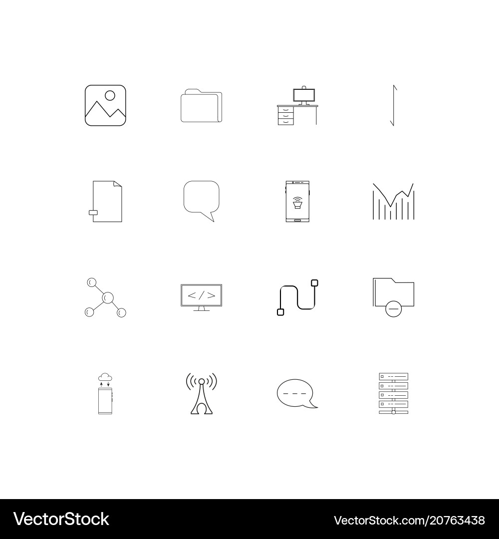 Network and database linear thin icons set vector image