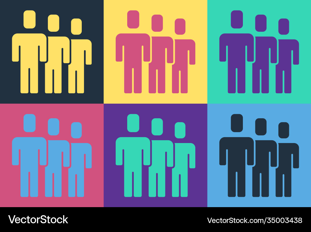 Pop art users group icon isolated on color Pop art users group icon isolated on color Vector Image