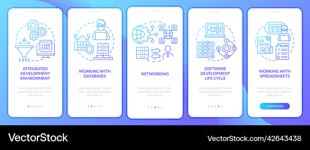 Program building skills blue gradient onboarding Program building skills blue gradient onboarding vector image