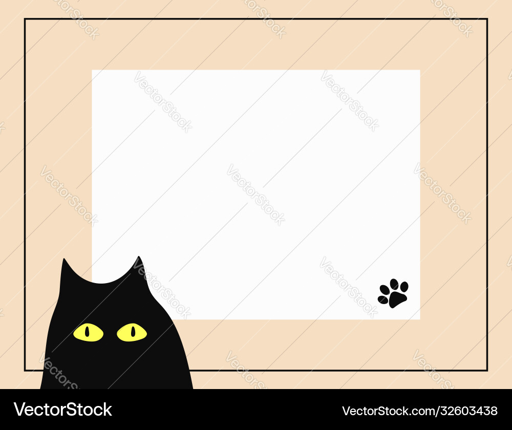 Rectangular background with frame funny cat head Rectangular background with frame funny cat head vector image