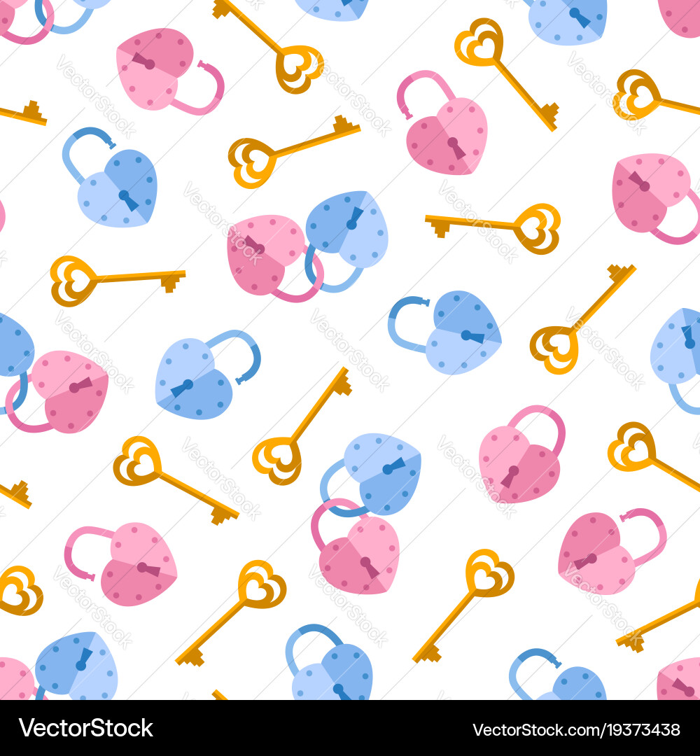 Seamless pattern from padlock key heart shape Vector Image
