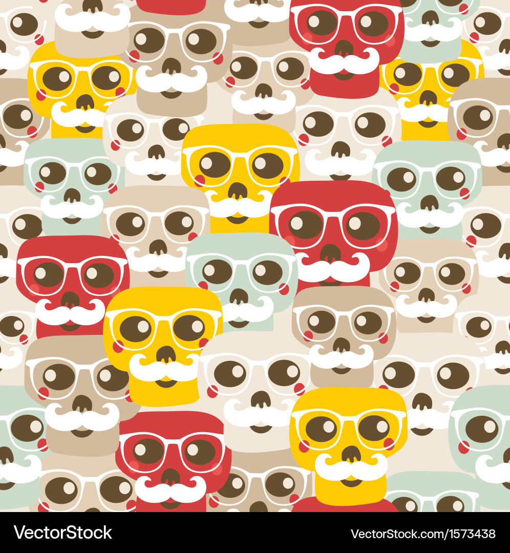 Seamless pattern with funny skulls Vector Image
