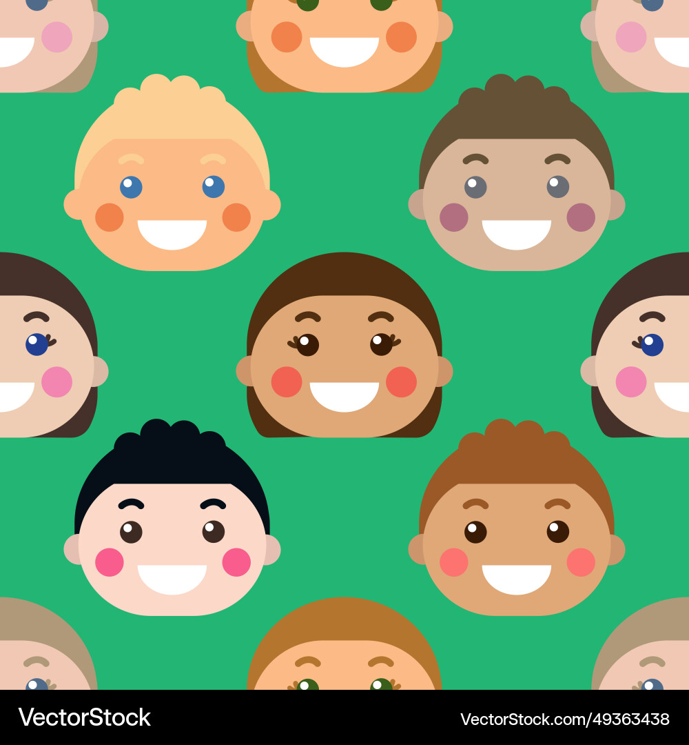 Seamless pattern with smiling children faces Seamless pattern with smiling children faces vector image