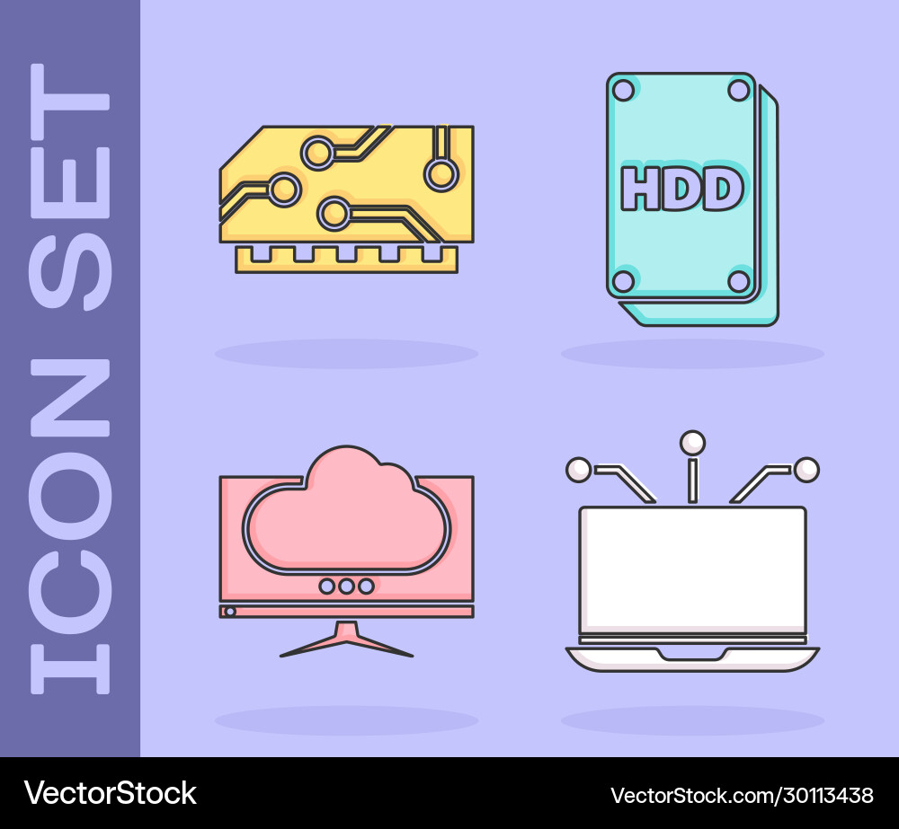 Set laptop ram random access memory computer Set laptop ram random access memory computer vector image