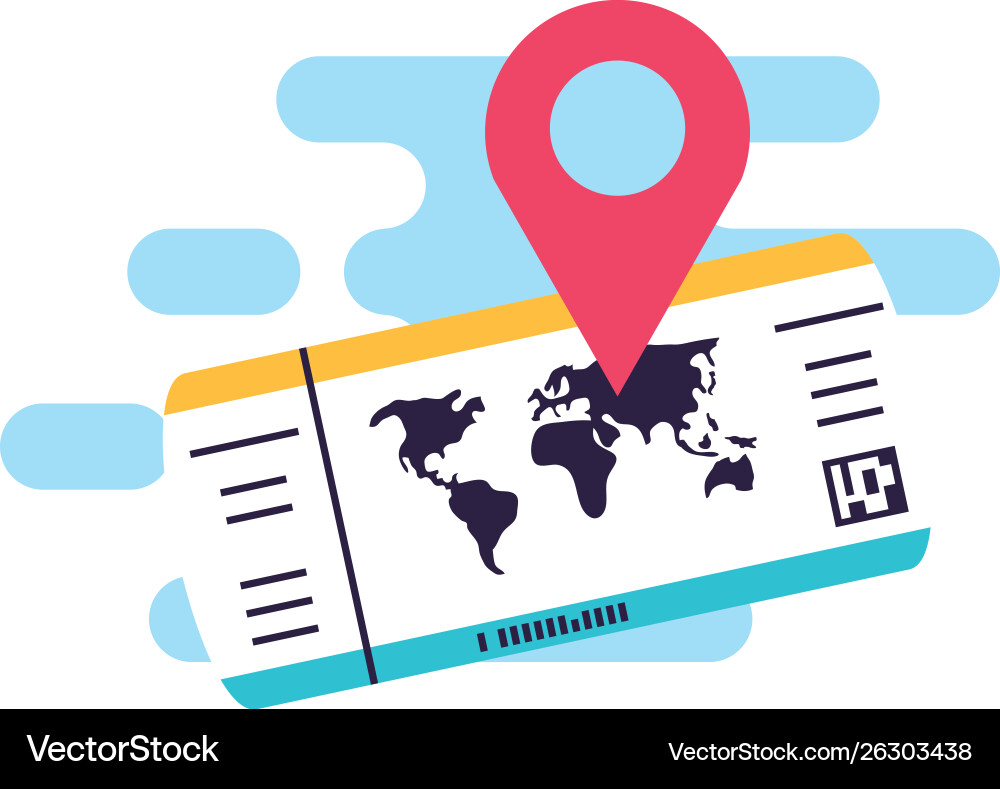 Ticket flight document with pin location Ticket flight document with pin location vector image