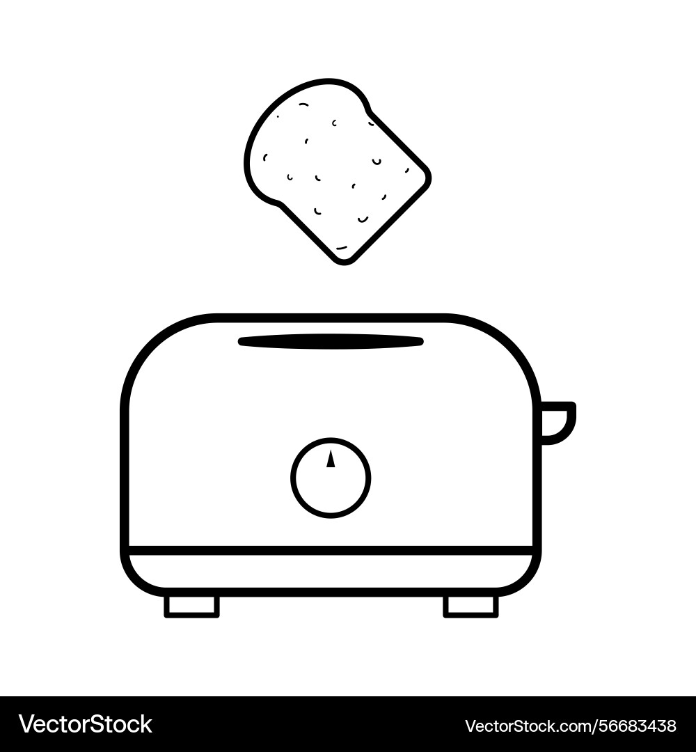 Toaster with toast slice outline Toaster with toast slice outline Vector Image
