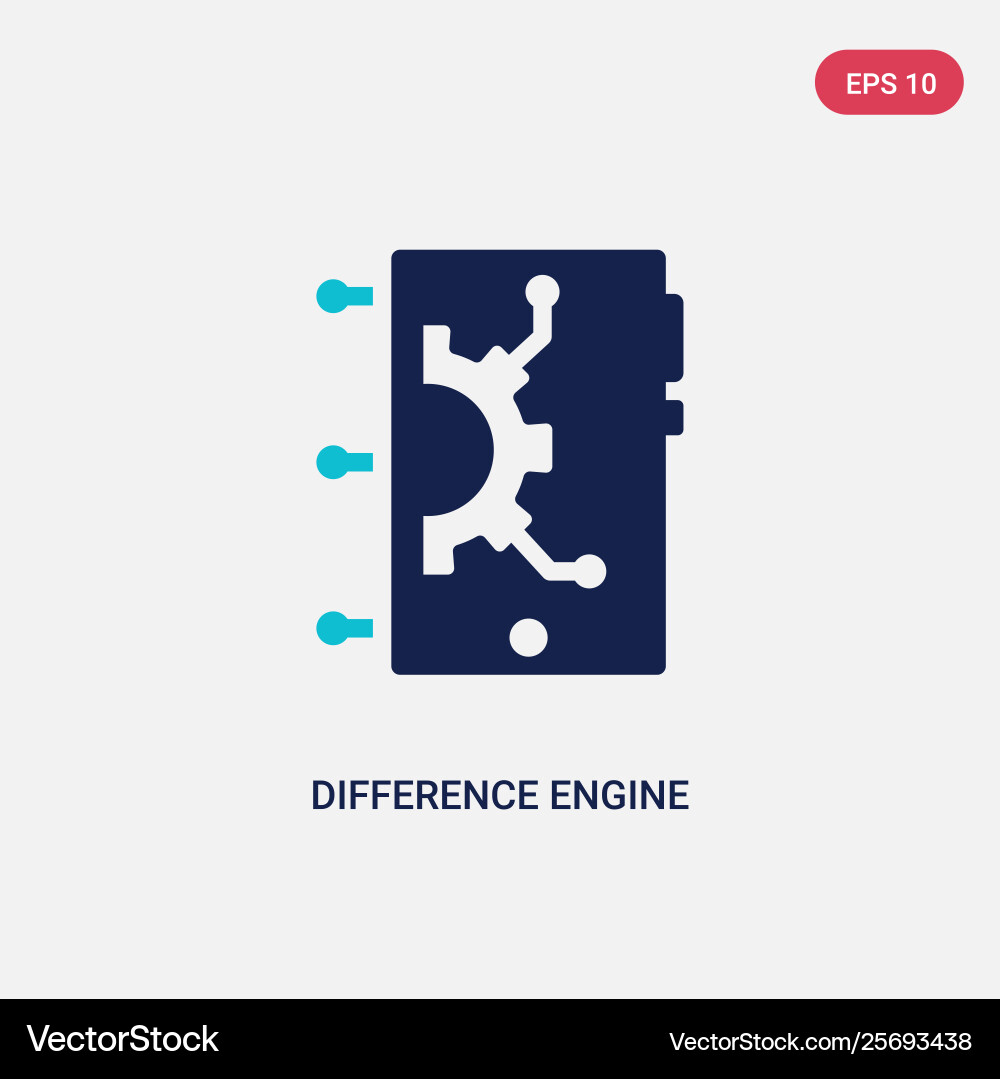 Two color difference engine icon from artificial Two color difference engine icon from artificial vector image