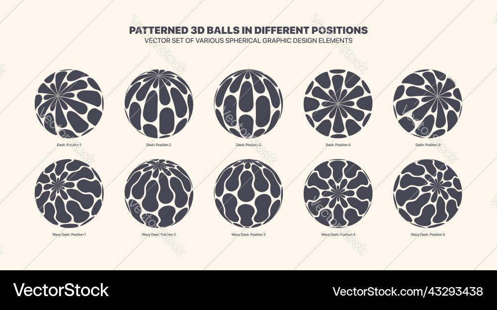 Various 3d patterned balls in different positions Various 3d patterned balls in different positions vector image