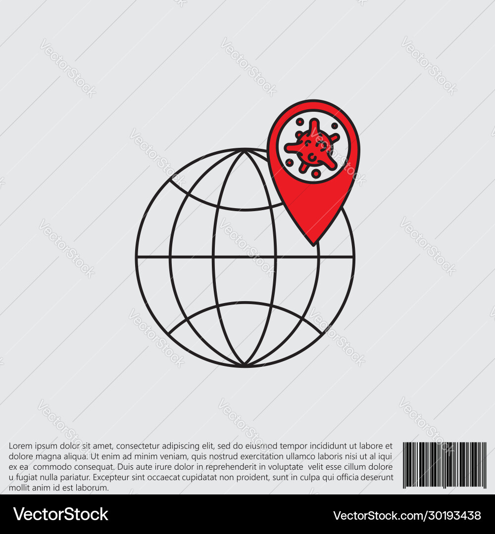 Virus bacteria map pointer and globe line Virus bacteria map pointer and globe line Vector Image