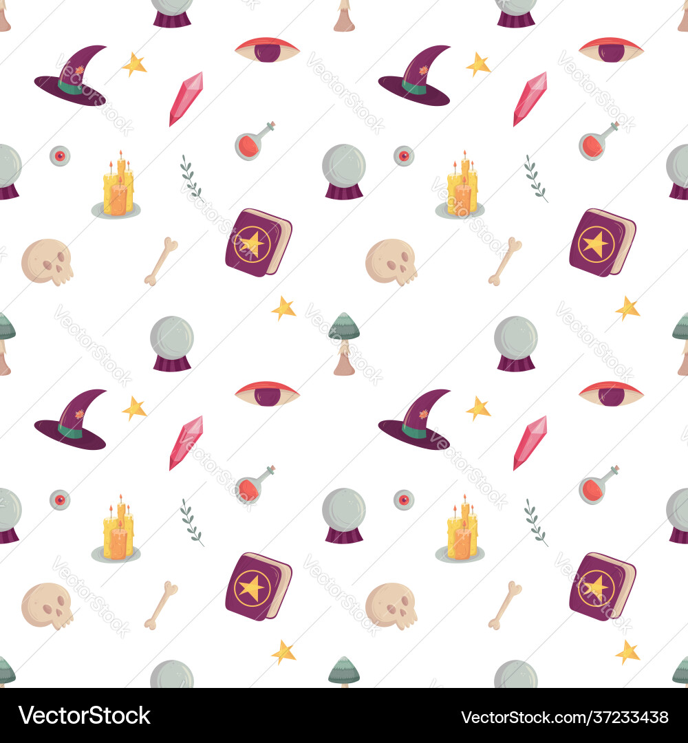 Witch seamless pattern with esoteric tools Vector Image