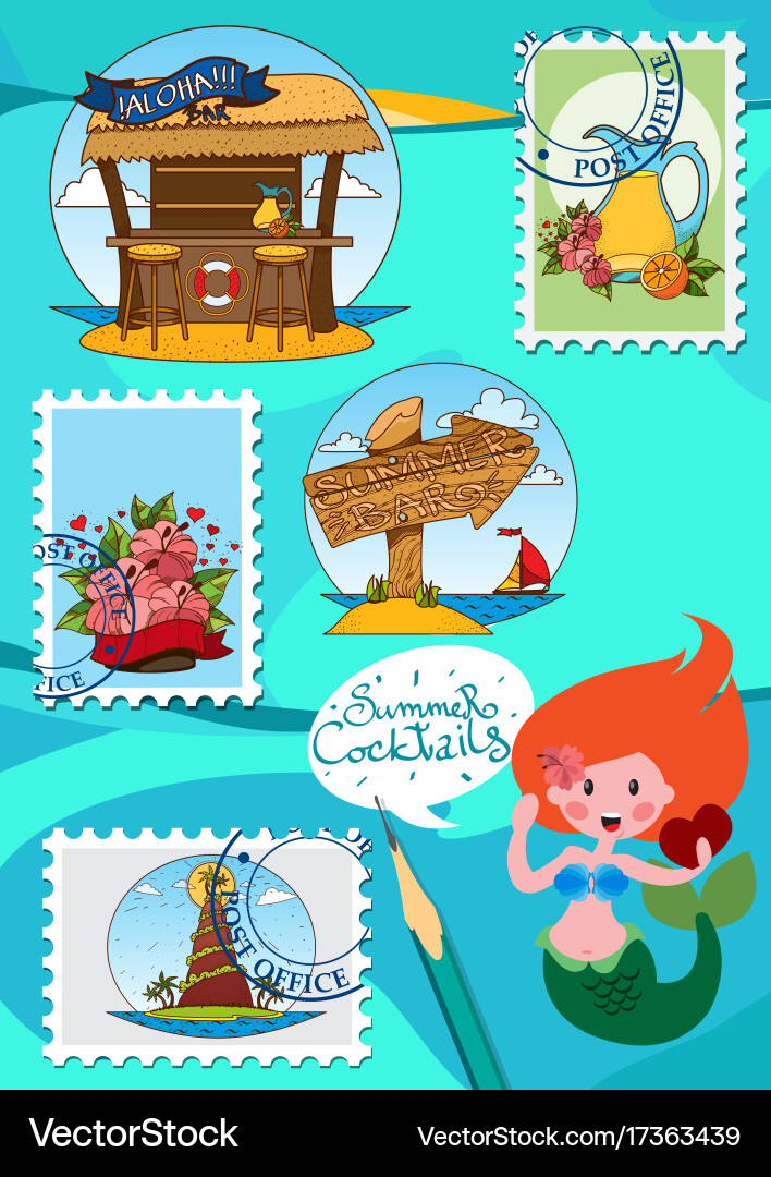 A set of with the image summer bar vector image