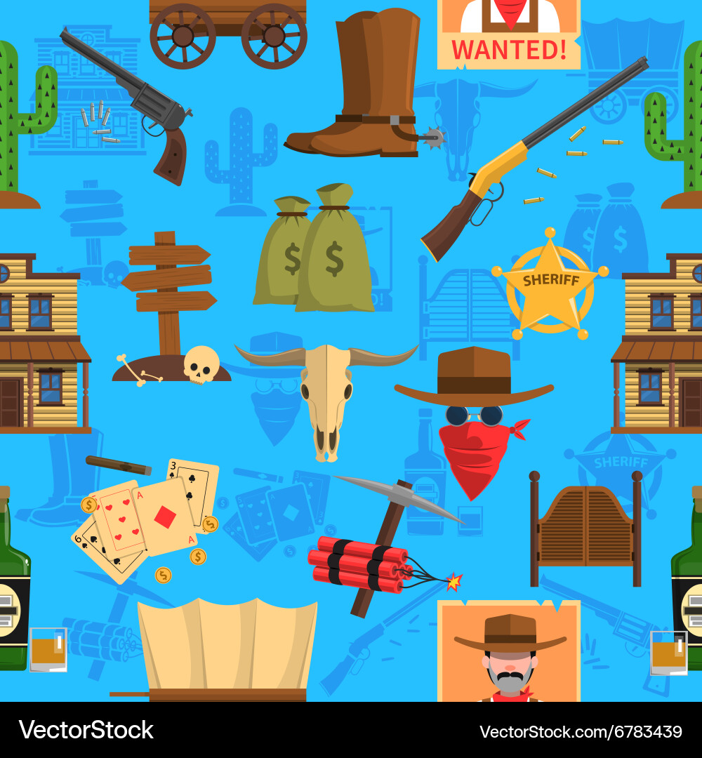 Cowboy seamless pattern Royalty Free Vector Image