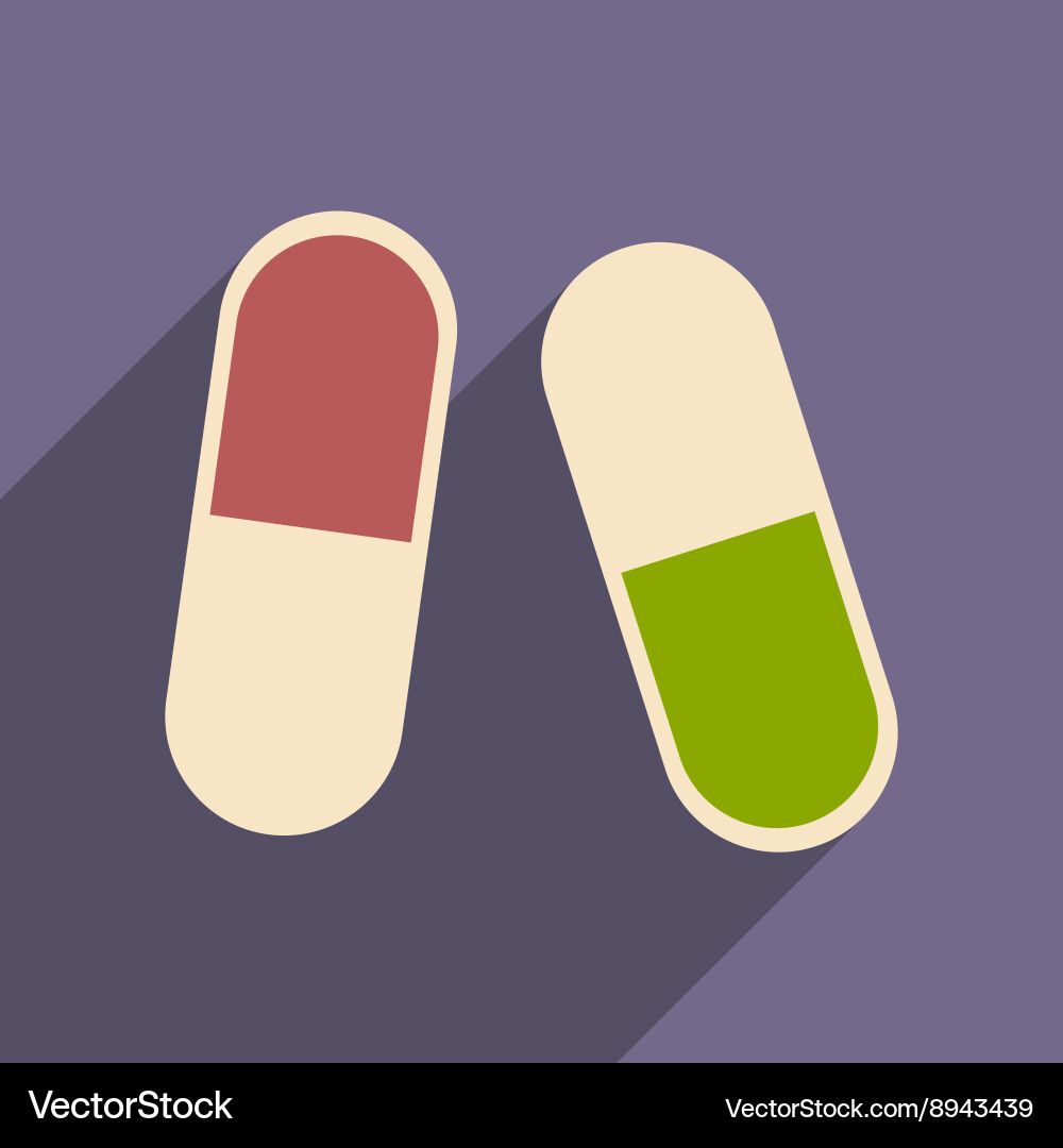 Flat with shadow icon and mobile application pills Vector Image