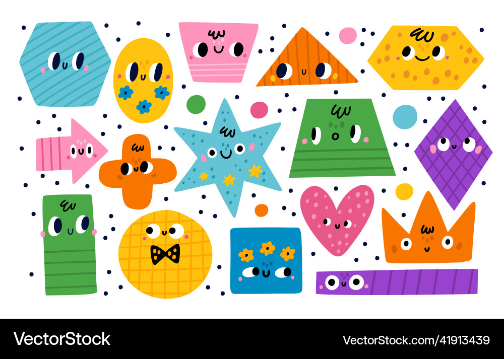 Geometric shapes characters basic abstract color Geometric shapes characters basic abstract color vector image