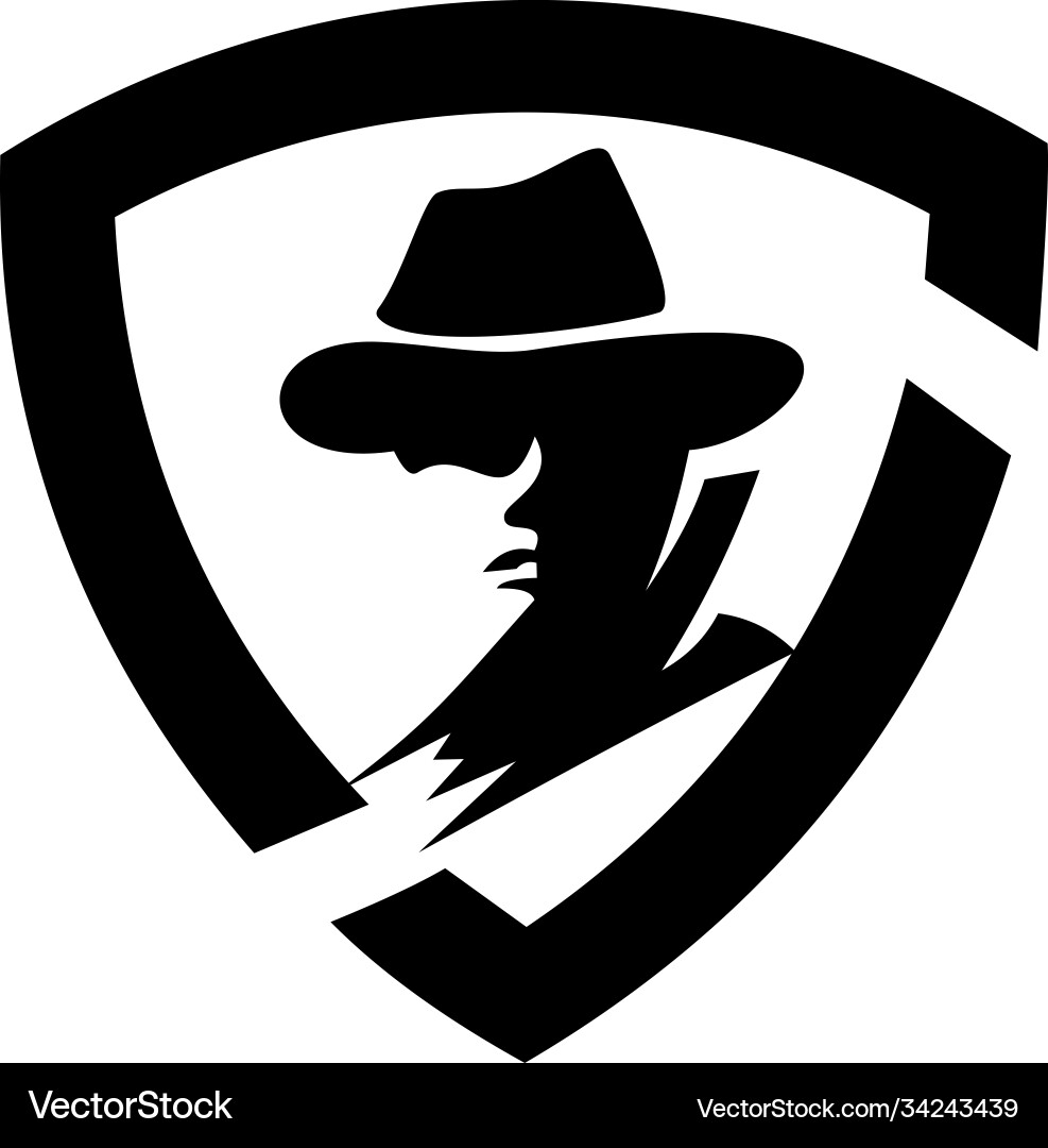 Hacker icon spy agent security shield logo Hacker icon spy agent security shield logo Vector Image