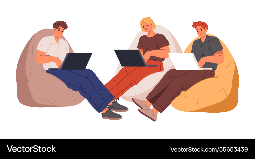 People working in office emloyees with laptops People working in office emloyees with laptops vector image