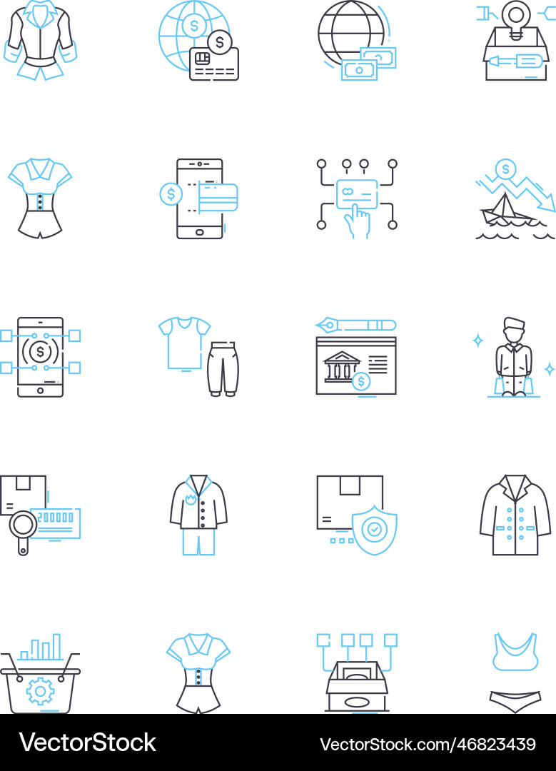 Purchase path linear icons set browse search Purchase path linear icons set browse search vector image