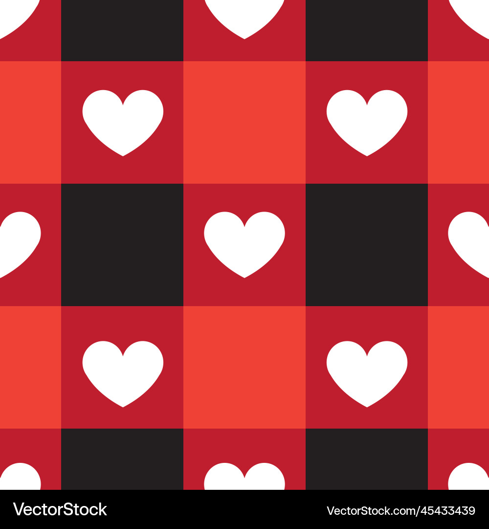 Seamless pattern of check with hearts Seamless pattern of check with hearts vector image