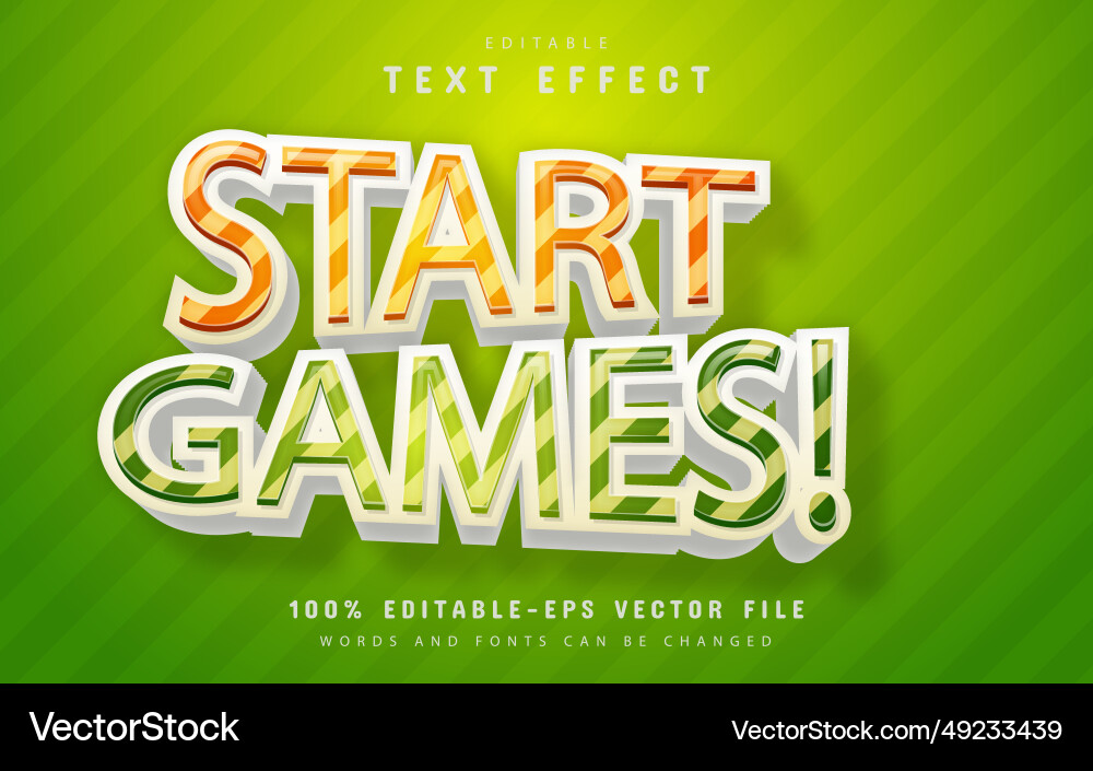 Start game text effect editable Start game text effect editable vector image