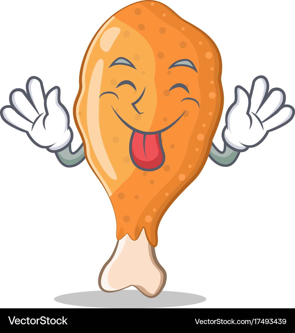 Tongue out fried chicken character cartoon Vector Image