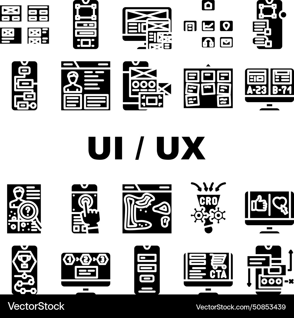 Ui ux web interface app icons set Ui ux web interface app icons set vektorbild