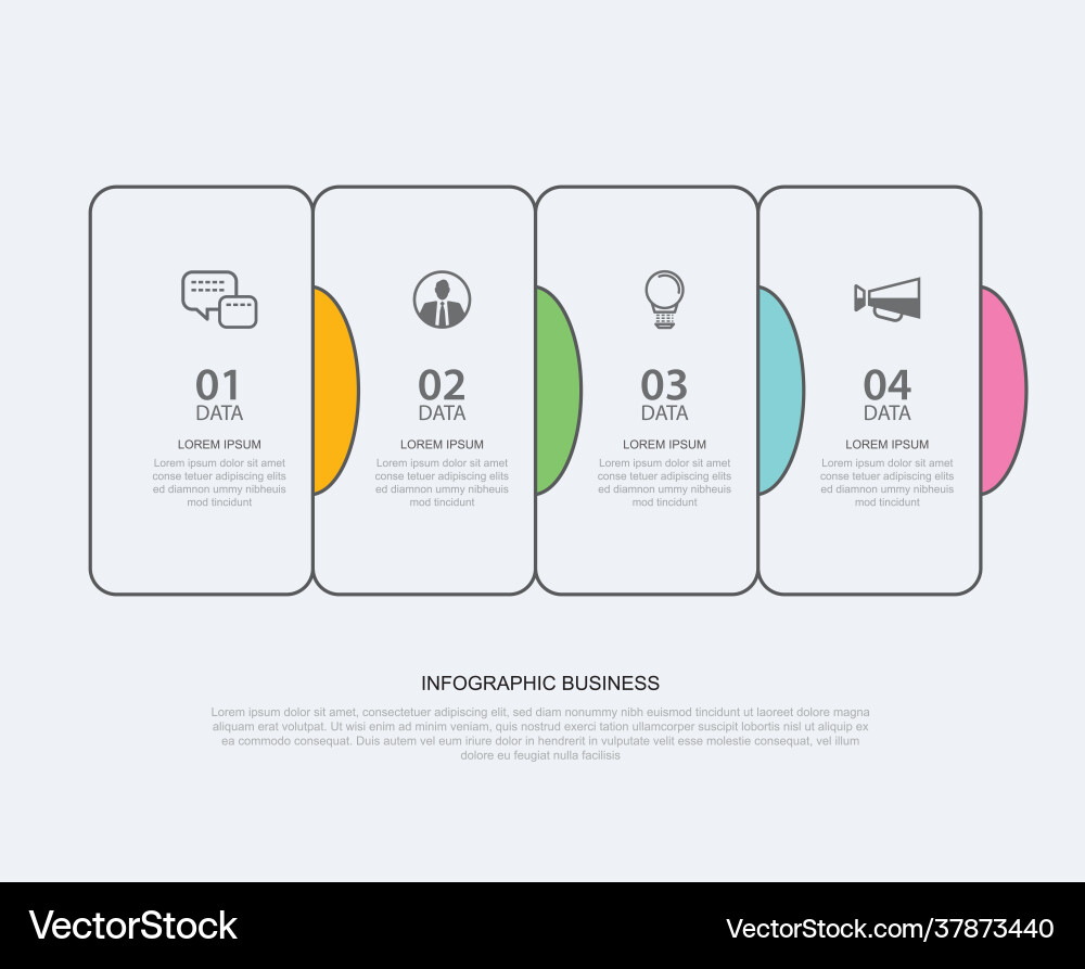 4 data infographics tab paper thin line index Vector Image