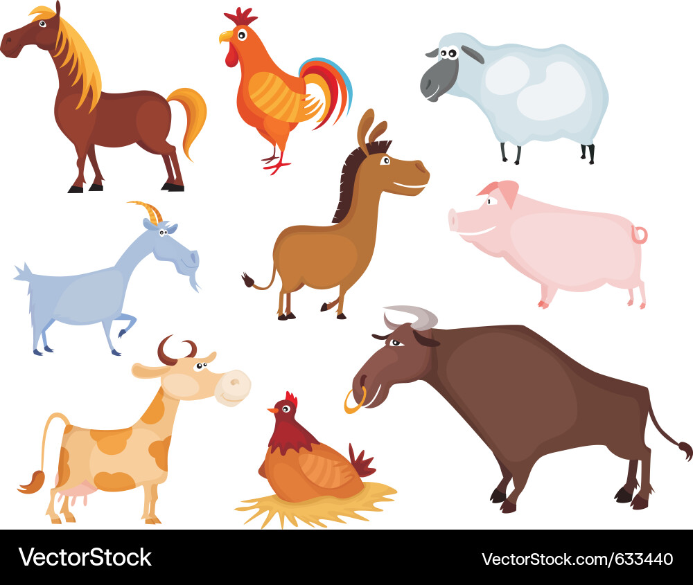 Cute Farm Animals Royalty Free Vector Image - VectorStock