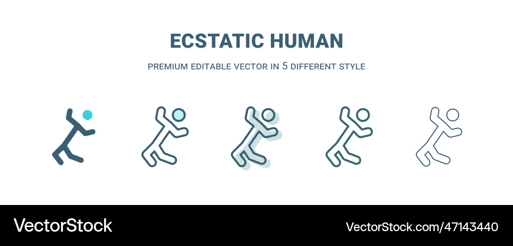 Ecstatic human icon in 5 different style outline Ecstatic human icon in 5 different style outline vector image