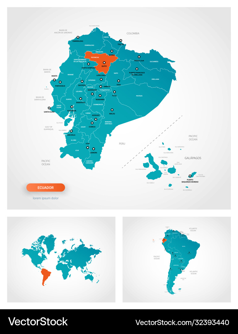 Ecuador Map Template - Editable Vector Image