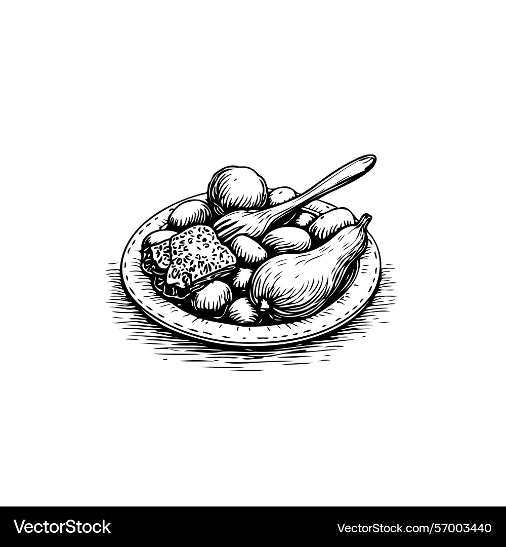 Elegant monochrome etching capturing a rustic Vector Image