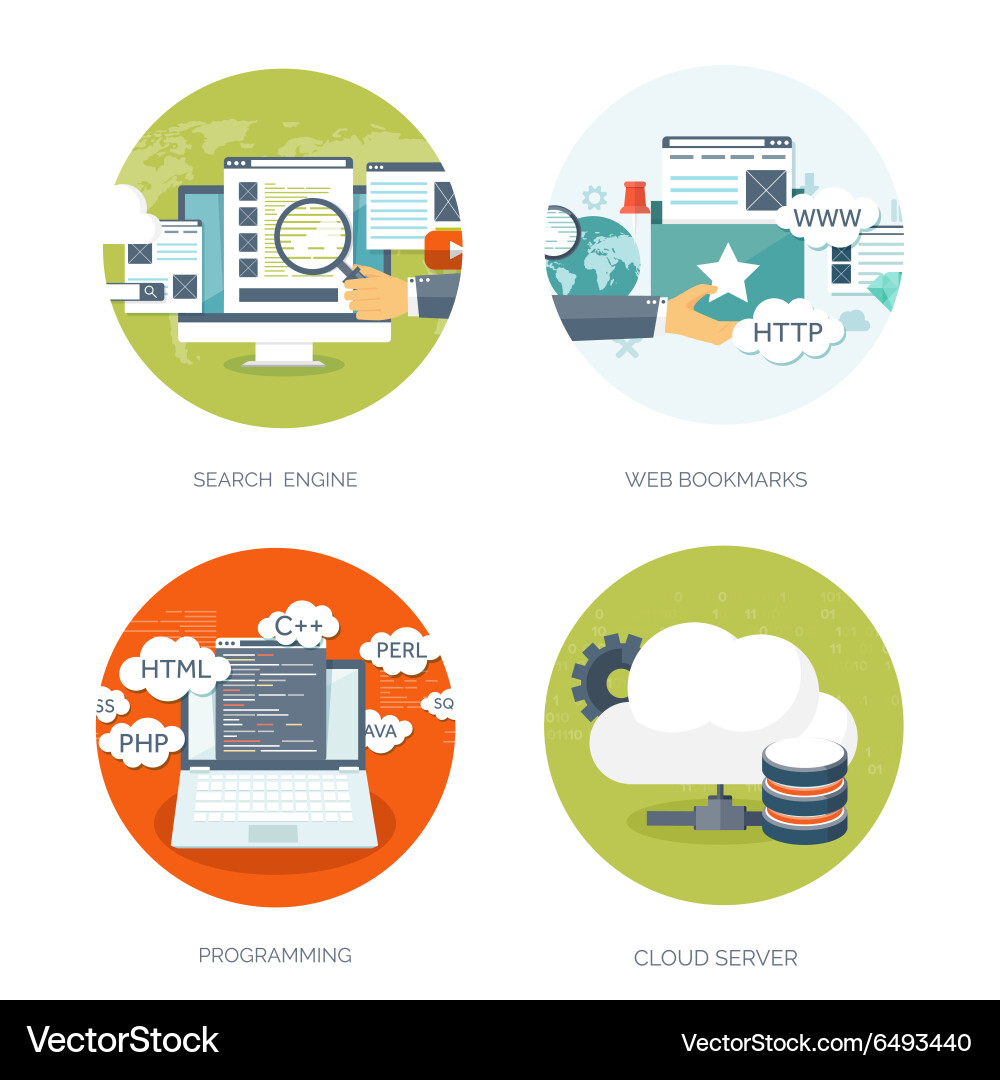 Flat background coding vector image