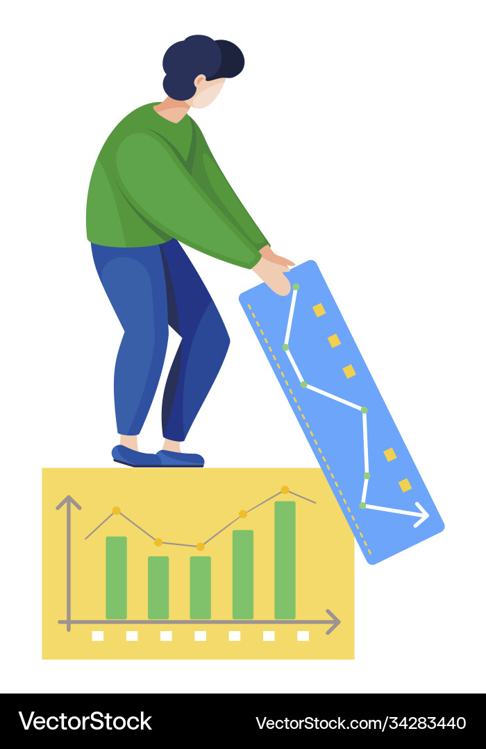 Man holding and carrying board with data graphics Man holding and carrying board with data graphics vector image