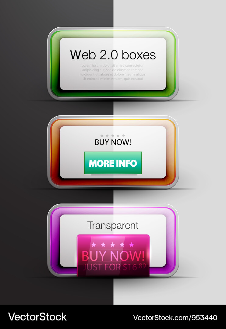 Modern Web Boxes - Colorful Set vector image