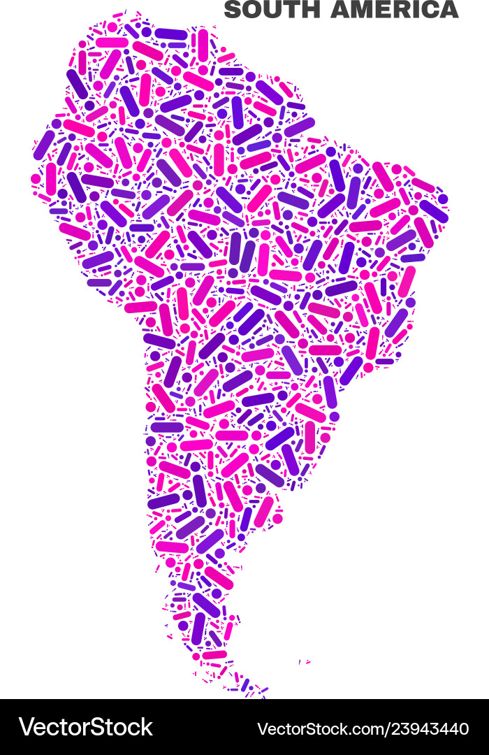 Mosaic south america map of dots and lines Mosaic south america map of dots and lines vector image