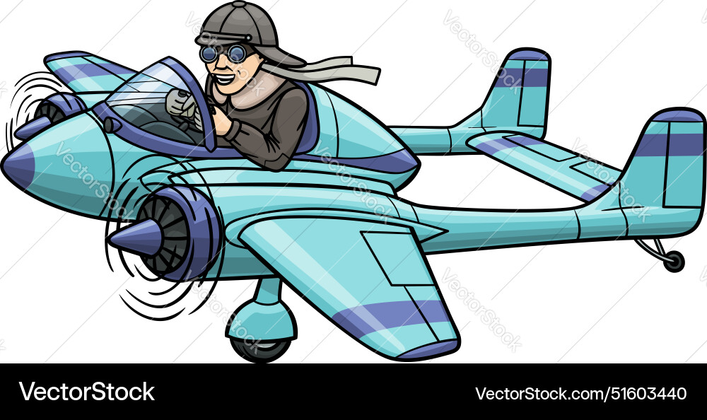 Pilot is flying a twin-engine double-body Pilot is flying a twin-engine double-body vector image