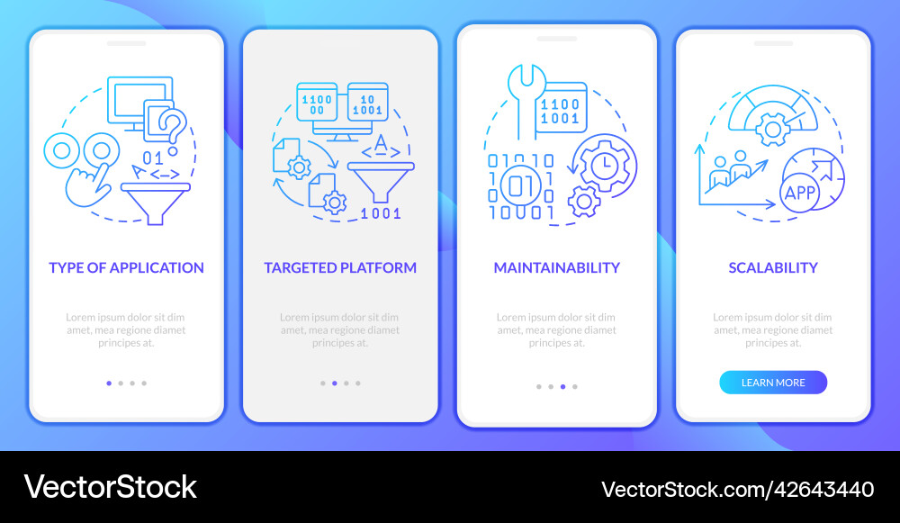 Programing language choice criteria blue gradient Programing language choice criteria blue gradient vector image