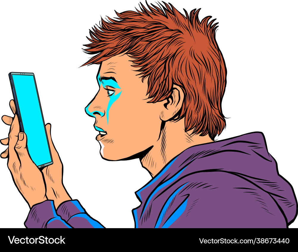 Retro Teenager with Smartphone vector image