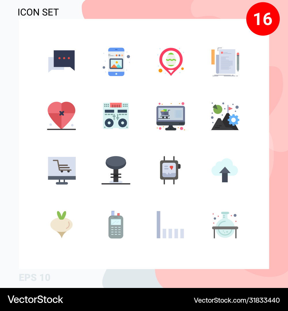 Set 16 flat colors on grid for box programming vector image