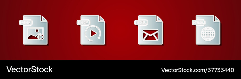 Set gif file document eml and html icon Vector Image