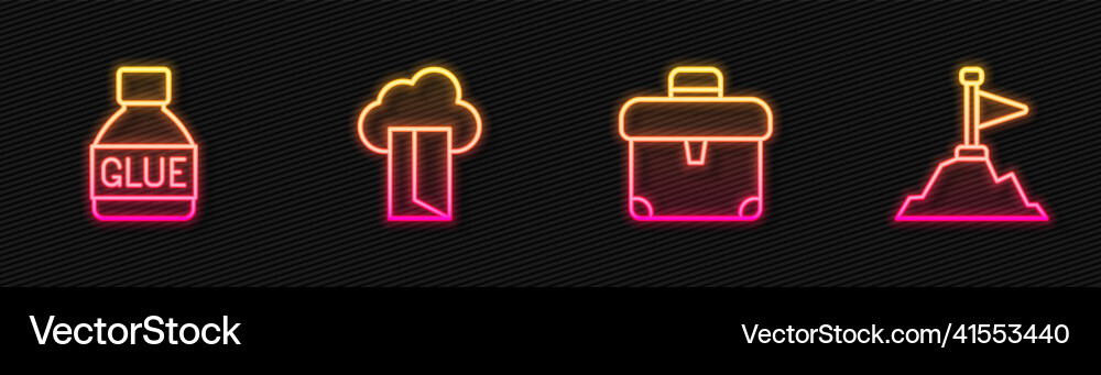 Set line briefcase glue cloud database Set line briefcase glue cloud database Vector Image
