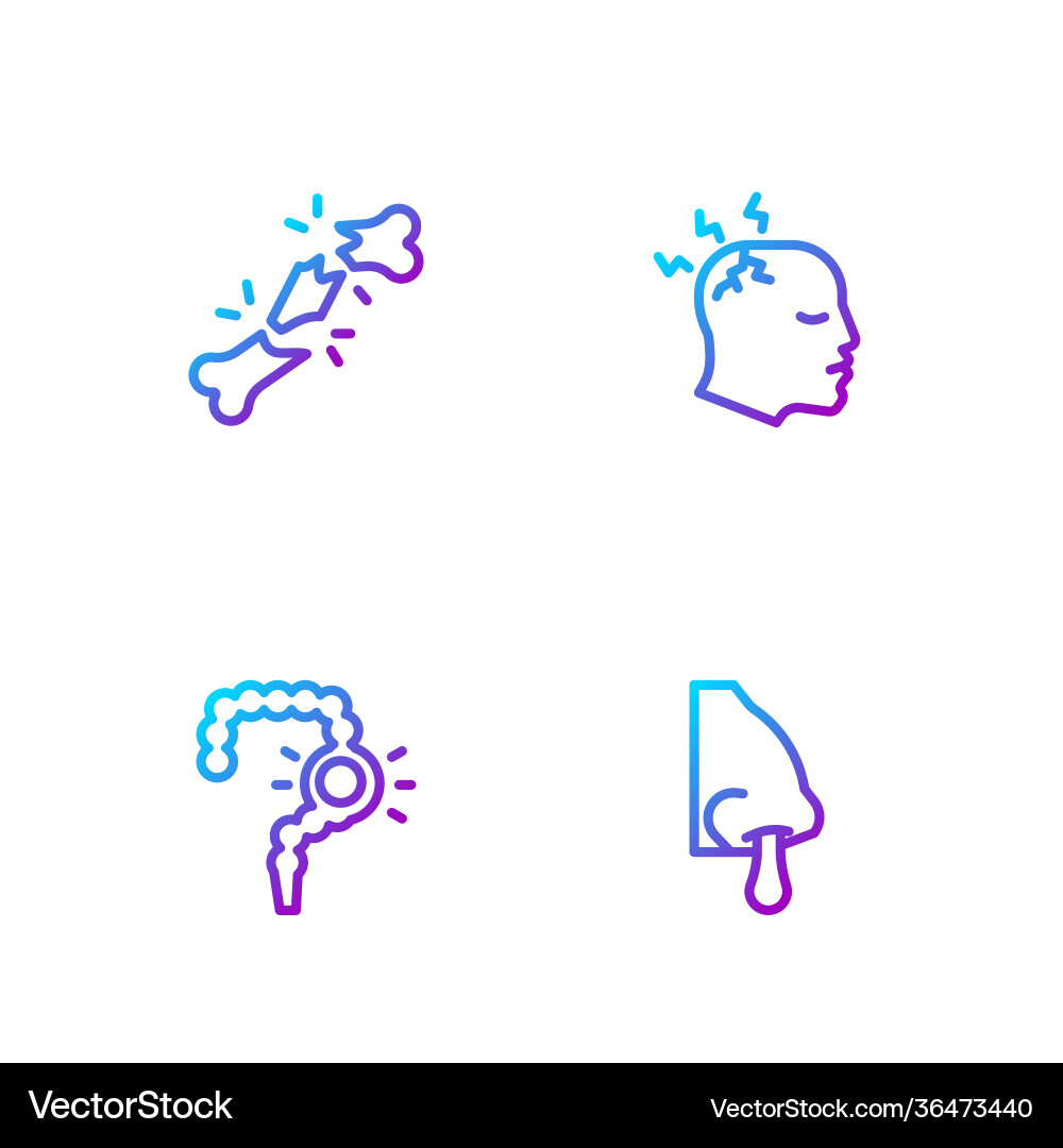 Set line runny nose gut constipation human Set line runny nose gut constipation human vector image
