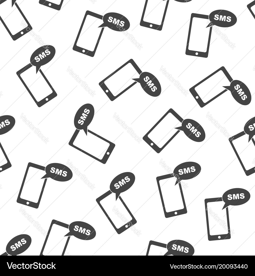 Smartphone with sms seamless pattern background vector image