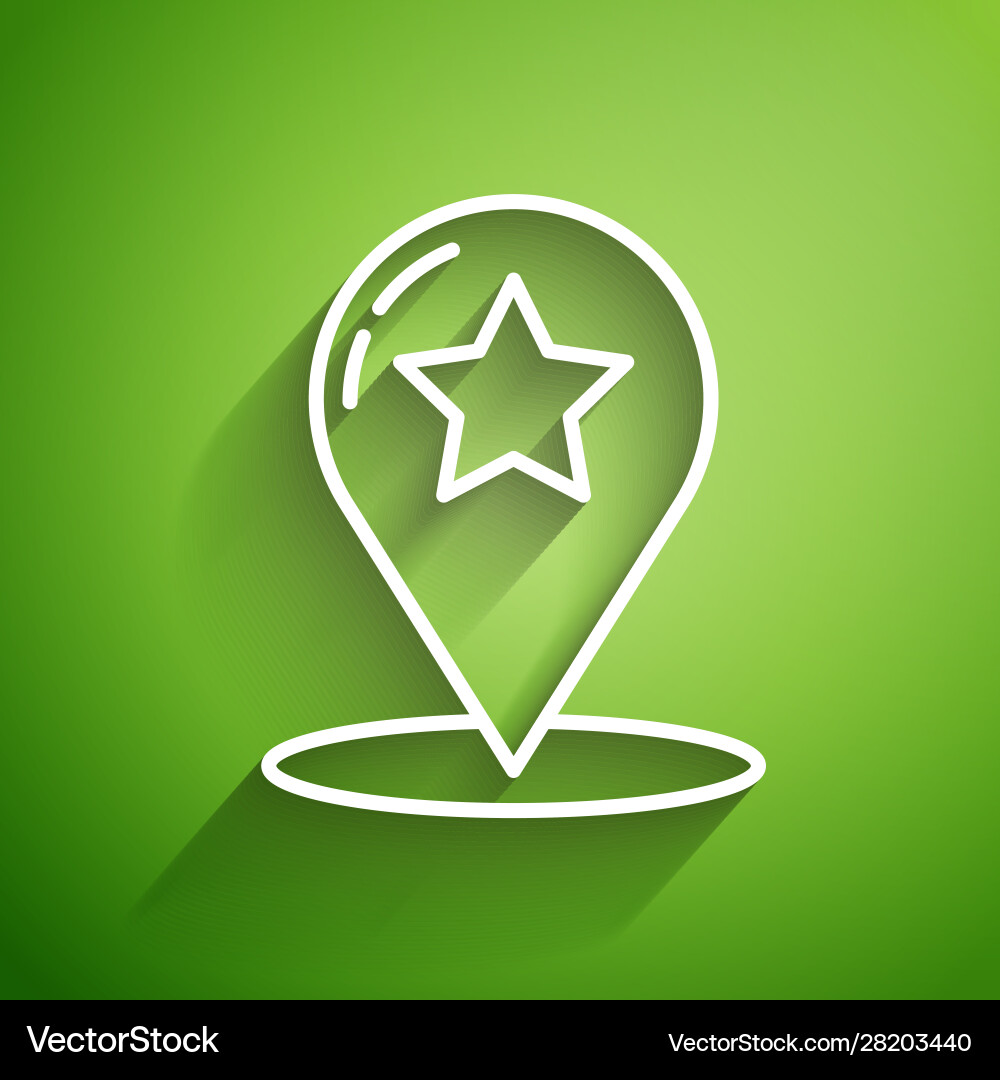 White line map pointer with star icon isolated White line map pointer with star icon isolated vector image