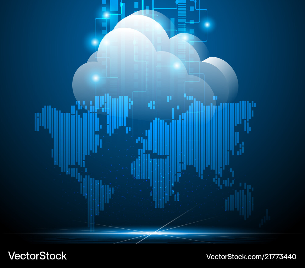 World map computer network and cloud computing World map computer network and cloud computing vector image