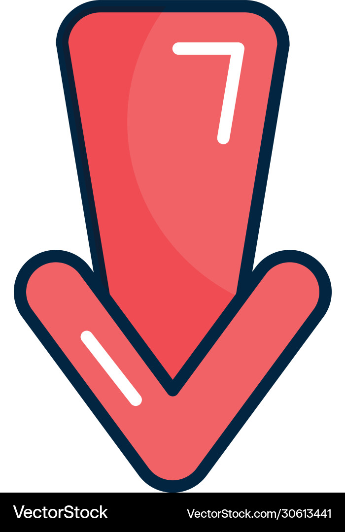 Arrow with down direction icon line color style vector image