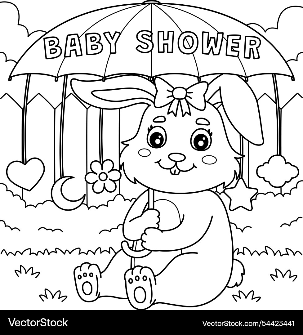 Baby shower bunny girl coloring page for kids Baby shower bunny girl coloring page for kids vector image