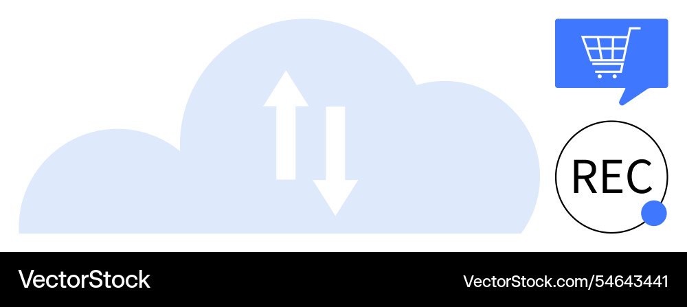 Cloud data transfer with shopping cart Cloud data transfer with shopping cart vector image